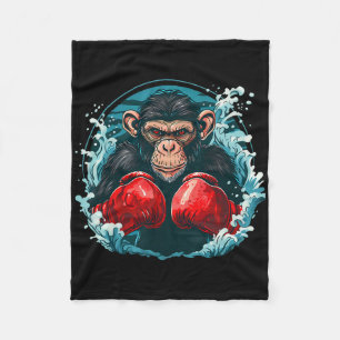 Boxeraffe mit Boxhandschuhen Kickboxen Lustiges B Fleecedecke