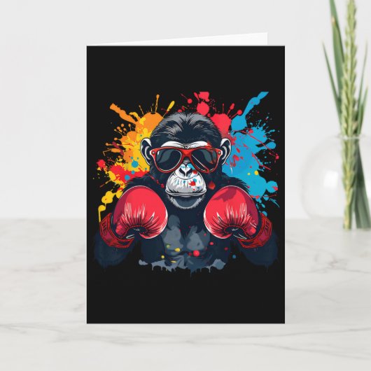 Boxeraffe mit Boxhandschuhen Kickboxen Lustiges B Karte (Vorderseite)