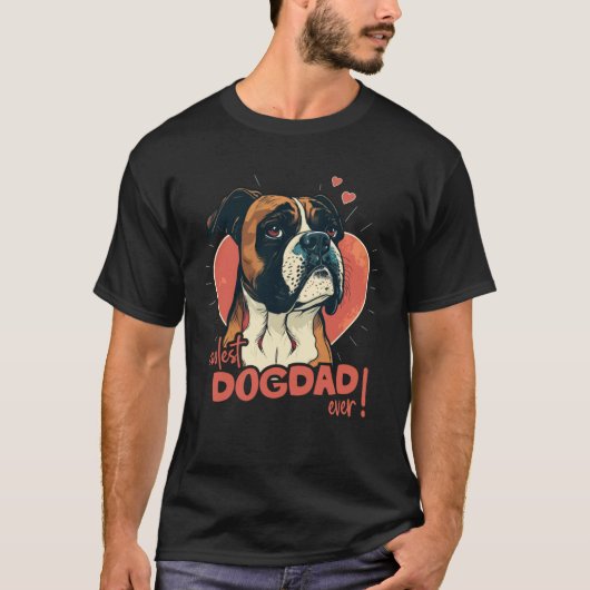 Boxerdog With Heartdecoration  Coolest Dogdad T-Shirt (Vorderseite)