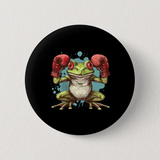 Boxerfrosch mit Boxhandschuhen Kickboxen Lustiges Button (Vorderseite)