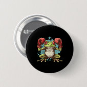 Boxerfrosch mit Boxhandschuhen Kickboxen Lustiges Button (Vorne & Hinten)