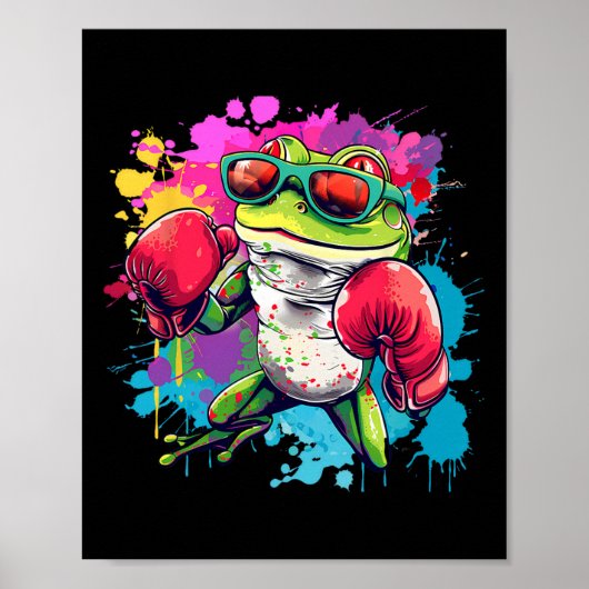 Boxerfrosch mit Boxhandschuhen Kickboxen Lustiges Poster (Vorne)
