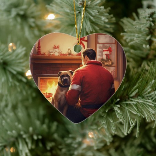 Boxergeschenk, Hausgeschenk, Hundefeuer, Weihnacht Keramik Ornament (Baum)