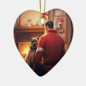 Boxergeschenk, Hausgeschenk, Hundefeuer, Weihnacht Keramik Ornament (Links)