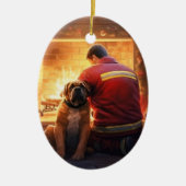 Boxergeschenk, Hausgeschenk, Hundefeuer, Weihnacht Keramik Ornament (Vorne)
