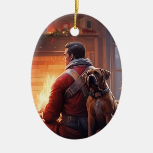 Boxergeschenk, Hausgeschenk, Hundefeuer, Weihnacht Keramik Ornament (Vorne)