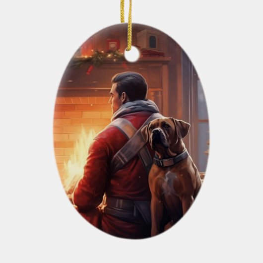 Boxergeschenk, Hausgeschenk, Hundefeuer, Weihnacht Keramik Ornament (Hinten)