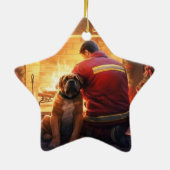 Boxergeschenk, Hausgeschenk, Hundefeuer, Weihnacht Keramik Ornament (Hinten)