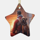 Boxergeschenk, Hausgeschenk, Hundefeuer, Weihnacht Keramik Ornament (Links)