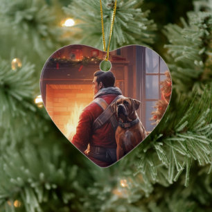 Boxergeschenk, Hausgeschenk, Hundefeuer, Weihnacht Keramik Ornament