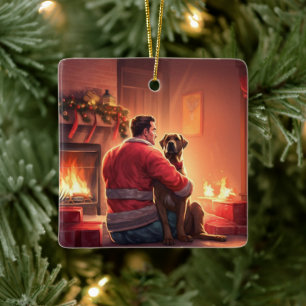 Boxergeschenk, Hausgeschenk, Hundefeuer, Weihnacht Keramikornament