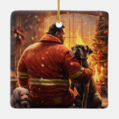 Boxergeschenk, Hausgeschenk, Hundefeuer, Weihnacht Keramikornament (Rückseite)
