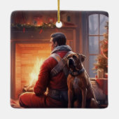 Boxergeschenk, Hausgeschenk, Hundefeuer, Weihnacht Keramikornament (Rückseite)