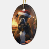 Boxergeschenk, Haustiergeschenk, Hundepolizei, Wei Keramik Ornament (Links)