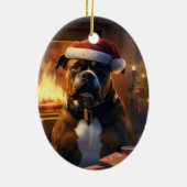 Boxergeschenk, Haustiergeschenk, Hundepolizei, Wei Keramik Ornament (Hinten)