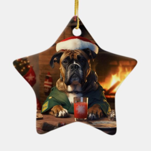 Boxergeschenk, Haustiergeschenk, Hundepolizei, Wei Keramik Ornament (Hinten)