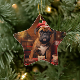 Boxergeschenk, Haustiergeschenk, Hundepolizei, Wei Keramik Ornament