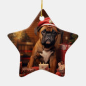 Boxergeschenk, Haustiergeschenk, Hundepolizei, Wei Keramik Ornament (Vorne)