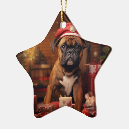 Boxergeschenk, Haustiergeschenk, Hundepolizei, Wei Keramik Ornament (Links)