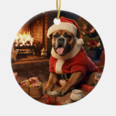 Boxergeschenk, Haustiergeschenk, Hundepolizei, Wei Keramik Ornament (Vorne)