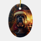 Boxergeschenk, Haustiergeschenk, Hundepolizei, Wei Keramik Ornament (Vorne)