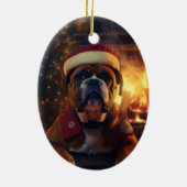 Boxergeschenk, Haustiergeschenk, Hundepolizei, Wei Keramik Ornament (Hinten)