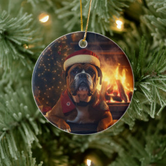 Boxergeschenk, Haustiergeschenk, Hundepolizei, Wei Keramik Ornament