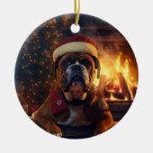 Boxergeschenk, Haustiergeschenk, Hundepolizei, Wei Keramik Ornament (Vorne)