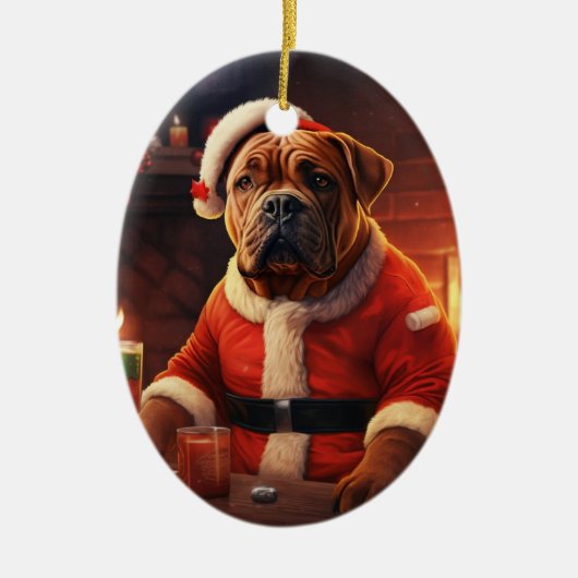 Boxergeschenk, Haustiergeschenk, Hundepolizei, Wei Keramik Ornament (Vorne)