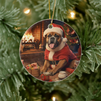 Boxergeschenk, Haustiergeschenk, Hundepolizei, Wei Keramik Ornament
