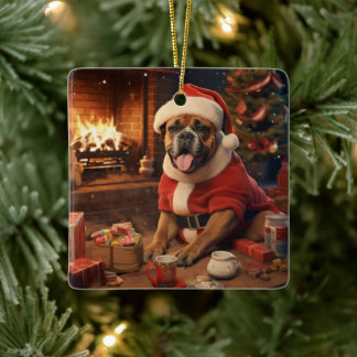 Boxergeschenk, Haustiergeschenk, Hundepolizei, Wei Keramikornament