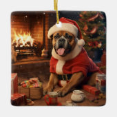 Boxergeschenk, Haustiergeschenk, Hundepolizei, Wei Keramikornament (Vorderseite)