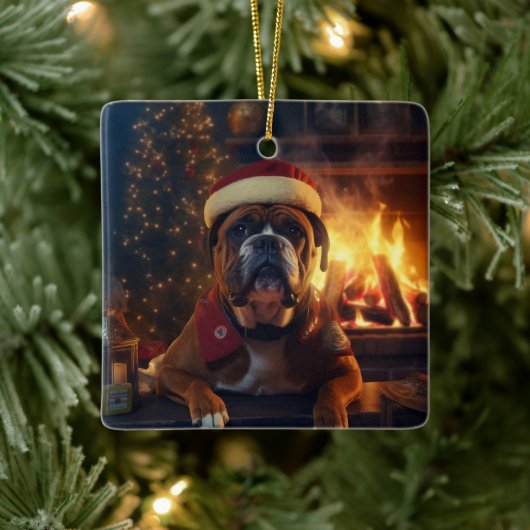 Boxergeschenk, Haustiergeschenk, Hundepolizei, Wei Keramikornament (Baum)