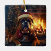 Boxergeschenk, Haustiergeschenk, Hundepolizei, Wei Keramikornament (Vorderseite)