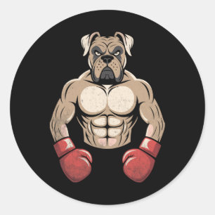 Boxerhund Boxhandschuhe Haustiere Hunde Boxer Männ Runder Aufkleber