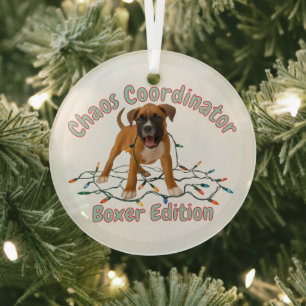 Boxerhund-Chaos-Koordinator Ornament Aus Glas