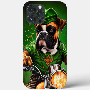 Boxerhund fährt Fahrrad am St. Patrick's Day Case-Mate iPhone Hülle