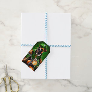 Boxerhund fährt Fahrrad St. Patrick's Day Geschenkanhänger