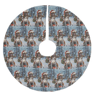 Boxerhund fährt Motorrad Weihnachten Polyester Weihnachtsbaumdecke