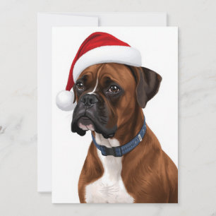 Boxerhund Frohe Weihnachten Santa Hut Kunst