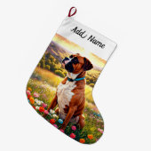 Boxerhund Großer Weihnachtsstrumpf (Vorderansicht (hängend))