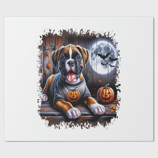 Boxerhund Halloween Geschenkpapier (Flach)