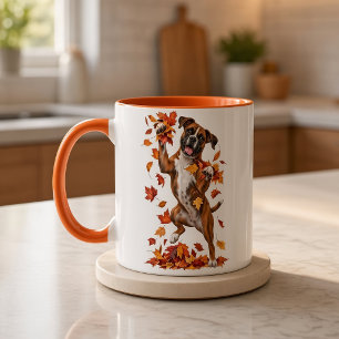 Boxerhund Herbstlaub Tasse