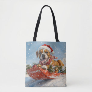 Boxerhund im Schlitten Lass es schneien Weihnachte Tasche