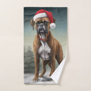Boxerhund im Schnee Weihnachten Badhandtuch Set