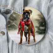 Boxerhund im Schnee Weihnachten Button (Beispiel)