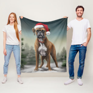 Boxerhund im Schnee Weihnachten Fleecedecke