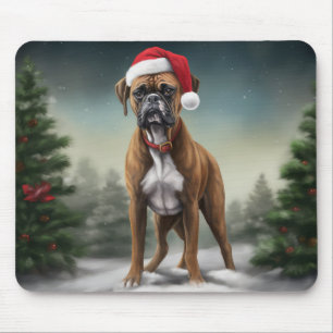 Boxerhund im Schnee Weihnachten Mousepad