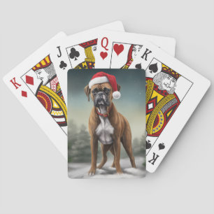 Boxerhund im Schnee Weihnachten Spielkarten