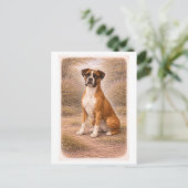 Boxerhund im Vintage-Stil Postkarte (Stehend Vorderseite)